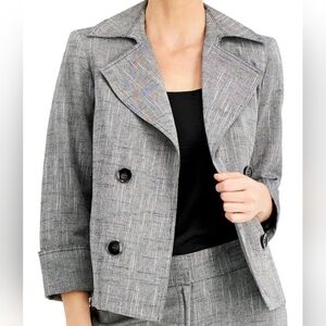 NWOT Kasper Cross-Dye Faux-Double-Breasted 3/4 Sleeve Jacket 2X